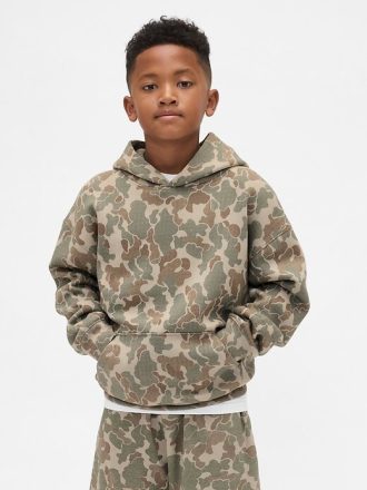 Dětská mikina s kapucí VintageSoft Relaxed Camo